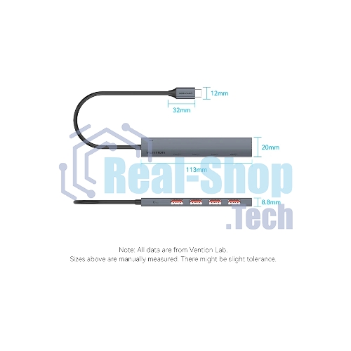USB-концентратор Vention CKHHB, USB Type-C, USB/USB Type-C, USB