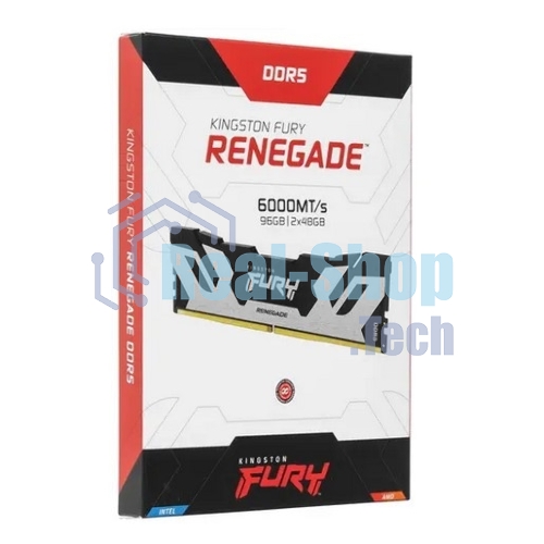 Оперативная память Kingston Fury Renegade, DDR5, 96Gb (2x48GB), 6000MHz, CL32, DIMM, с радиаторами, серебристый/черный