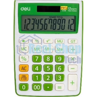 Калькулятор настольный Deli E1238/GRN зеленый 12-разр.