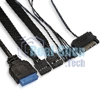 Компьютерный корпус Miditower ExeGate EVO-8225-NPX500 (ATX, БП 500NPX с вент. 12см, 2хUSB+1хUSB 3.0, черный, 2 вент. с RGb подсветкой и полоса на передней панели, боковая панель - закаленное стекло)