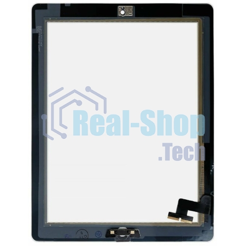 Сенсорное стекло (тачскрин) для iPad 2 (A1395, A1396, A1397), черное с кнопкой OEM
