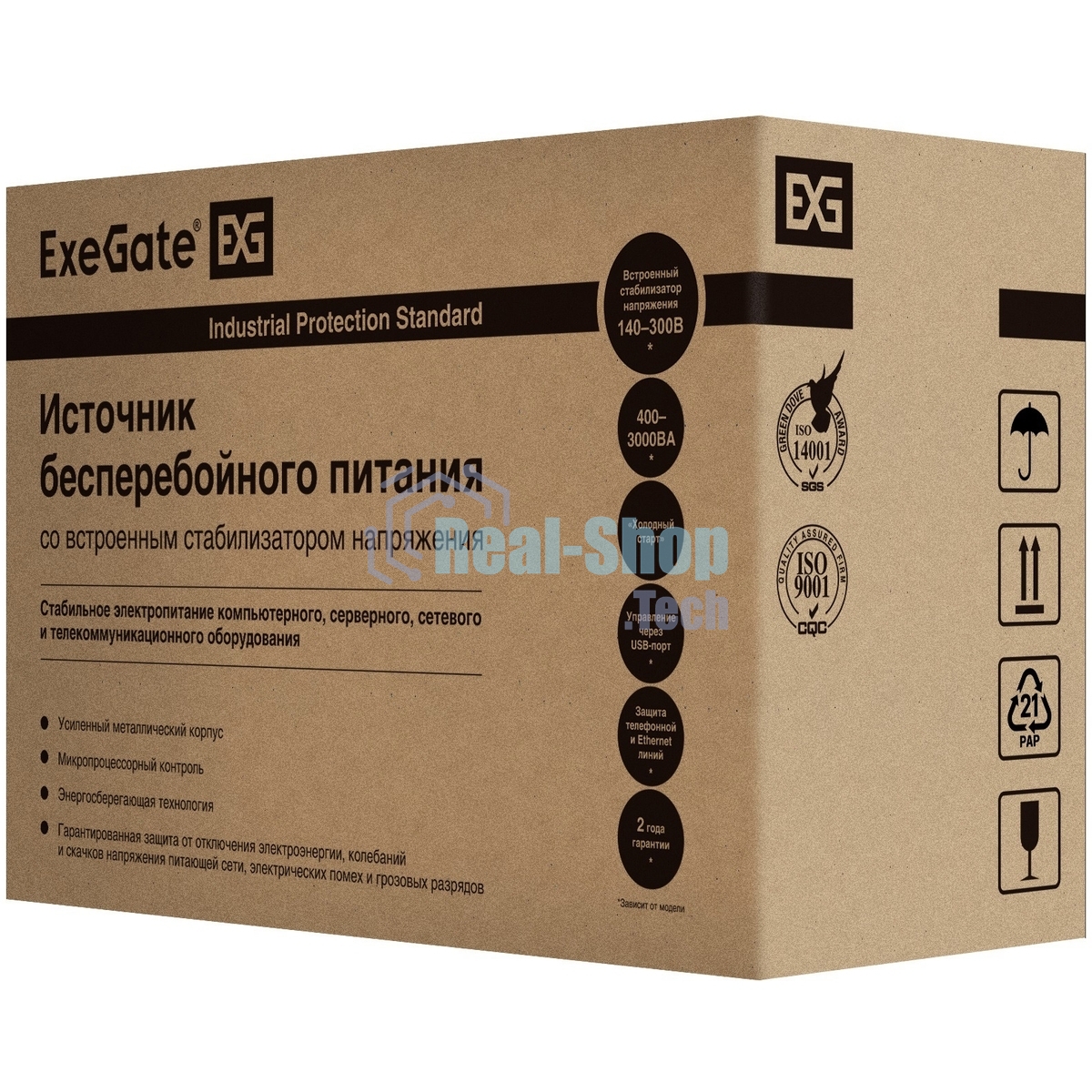 Источник бесперебойного питания ExeGate EP212519RUS SpecialPro Smart LLB-1000.LCD.AVR.4SH.RJ.USB 1000VA, черный, 4 евророзетки, USB