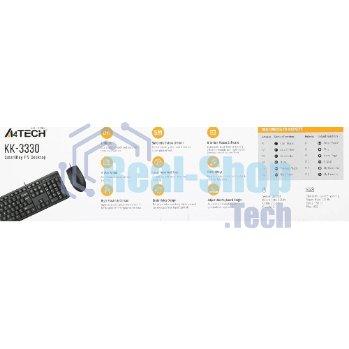 Комплект клавиатура+мышь A4Tech KK-3330 проводной, USB, 1200 DPI, чёрный