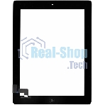 Сенсорное стекло (тачскрин) для iPad 2 (A1395, A1396, A1397), черное с кнопкой OEM