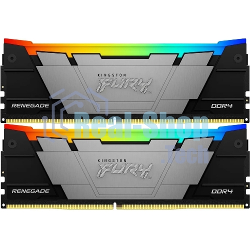 Оперативная память Kingston Fury Renegade, DDR4, 16Gb (2x8GB), 4600MHz, CL19, DIMM, с радиатором, RGB, черный/серебристый