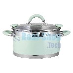 Кастрюля LARA LR02-545 MINT 26x14 см, 7,2 л, носик, индукционное дно, крышка с бортом, нержавеющая сталь