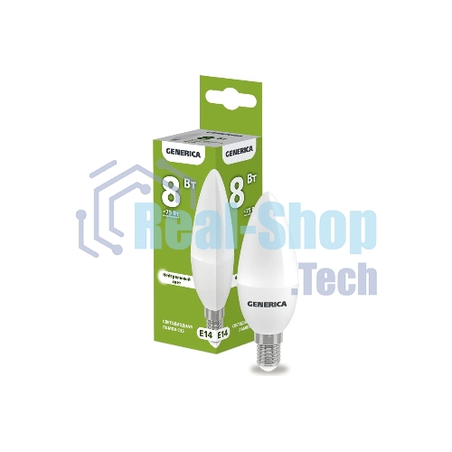 Лампа cветодиодная LED IEK LL-C35-08-230-40-E14-G C35 свеча 8Вт 230В 4000К E14 GENERICA