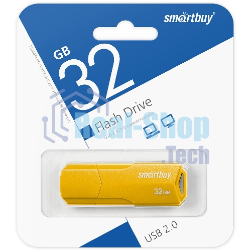 Флешка USB Smartbuy CLUE Yellow (SB32GbCLU-Y), 32Gb, USB 2.0, R/W 15/5, желтый