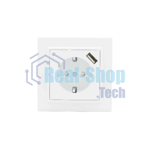 Розетка EKF Минск ERR16-028-100-USB 1-местная СП с/з с защитными шторками 16А белая с USB 1А