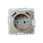 Розетка 1-местная IEK BRITE РЮш10-2-БрШ (BR-R14-16-U21-D31-K37) с заземлением, с защитными шторками, 16А, с USB A+A 5В 3,1А, шампань