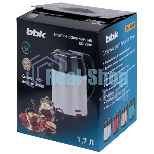 Чайник электрический BBK EK1709P черный/белый