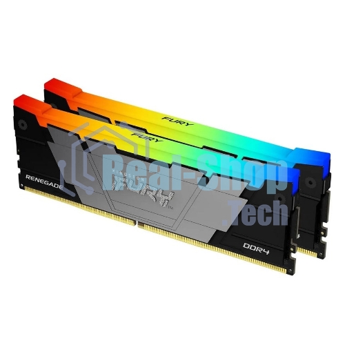 Оперативная память Kingston Fury Renegade, DDR4, 16GB (2x8GB), 3600MHz, CL16, DIMM, с радиаторами, RGB, серый/черный