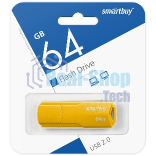 Флешка USB Smartbuy CLUE Yellow (SB64GbCLU-Y), 64Gb, USB 2.0, R/W 70/25, желтый