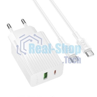 Сетевое зарядное устройство BOROFONE (6941991122804) BAS74Aaa 1USB+1Type-C 3.0A QC3.0 PD20W для Type-C Type-C, белый