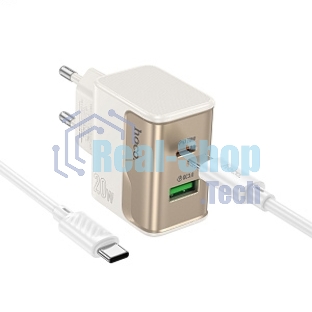Сетевое зарядное устройство HOCO CS71Aaa 1USB+1Type-C 3.0A PD 20W+QC3.0 для Type-C Type-C, 1м, белый