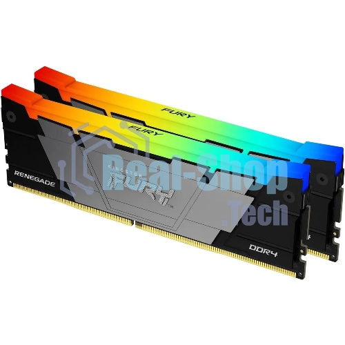Оперативная память Kingston Fury Renegade, DDR4, 16Gb (2x8GB), 4600MHz, CL19, DIMM, с радиатором, RGB, черный/серебристый