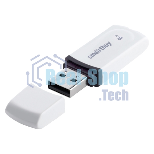Флешка USB Smartbuy Paean (SB8GBPN-W), 8Gb, USB 2.0, R/W 15/5, белый