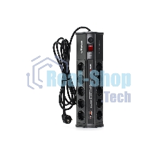 Сетевой фильтр CROWN CMPS-11 черный, 10 розеток, 3 м