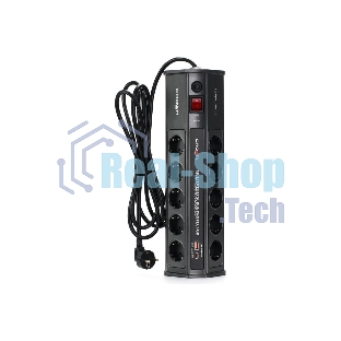 Сетевой фильтр CROWN CMPS-11 черный, 10 розеток, 3 м