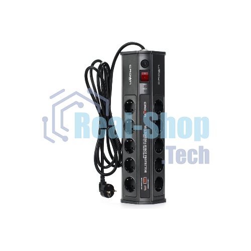 Сетевой фильтр CROWN CMPS-11 черный, 10 розеток, 3 м