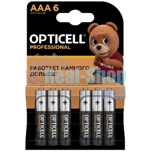 Элемент питания алкалиновый AAA/LR03 (блист. 6шт) Professional Opticell 5052004