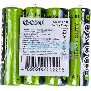 Элементы питания JazzWay солевые R 6 (AA) ФАZА Heavy Duty, 4шт.