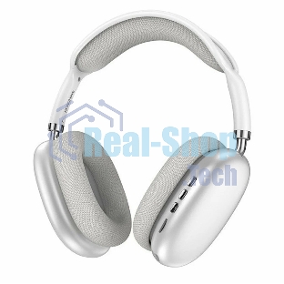 Беспроводные/проводные наушники Borofone BO22 Elegant серебристый, накладные, Bluetooth + проводной, складная конструкция, микрофон, до 12 ч