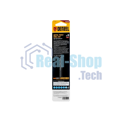 Сверло спиральное по металлу Denzel 9 x 125мм, Р6М5, Golden Tip, многогранная заточка