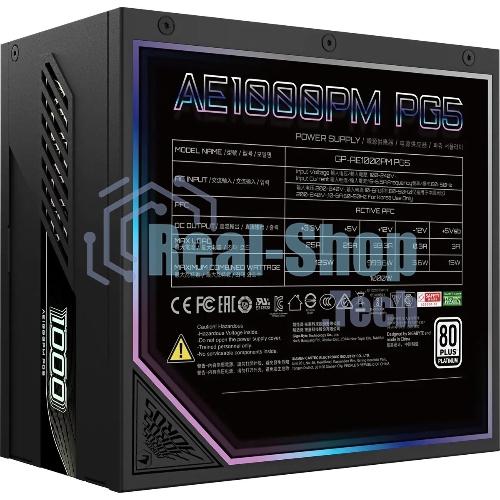 Блок питания Gigabyte ATX 1000W GP-AE1000PM PG5 Gen.5 80 PLUS platinum (20+4pin) APFC 120мм fan 16xSATA Cab Manag RTL