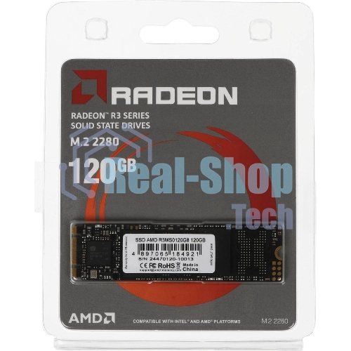 Накопитель SSD AMD Radeon R3MS0120G8, 120Gb, M.2 2280, SATA, R/W 520/450