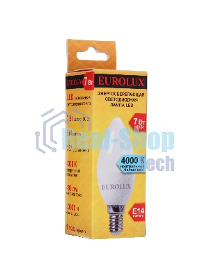 Лампа светодиодная EUROLUX LL-E-C37-7W-230-4K-E14 свеча