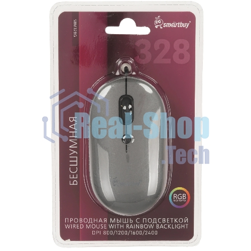 Мышь проводная SMARTBUY (SBM328G) 328 серый металлик