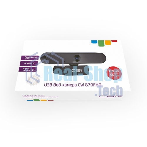 Веб-камера CBR CW 870FHD 1920x1080, 30 кадр/с, USB Type-A, микрофон (шумоподавление), автоматическая фокусировка, универсальное крепление