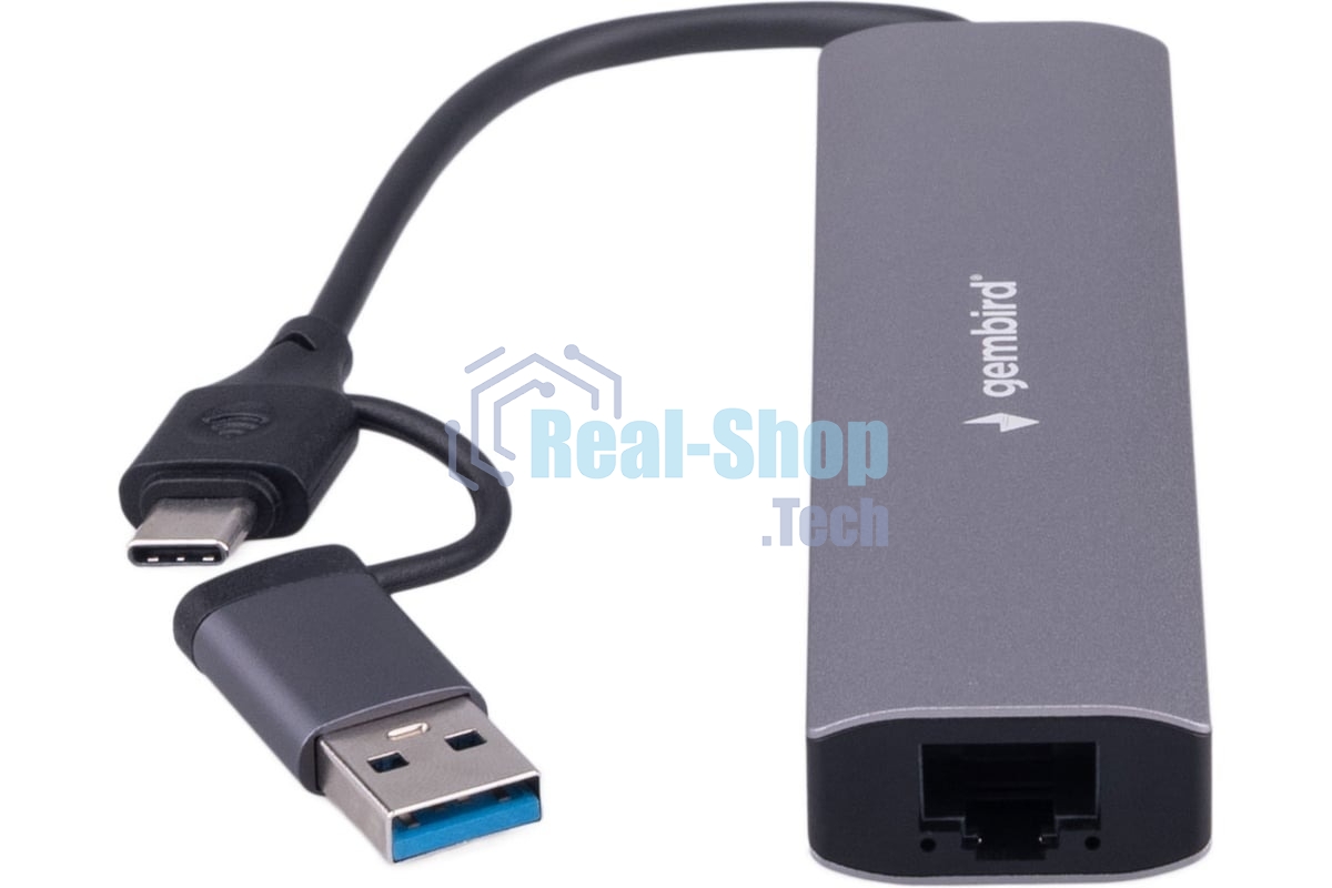 Док-станция Gembird UHB-D7, USB Type-C + USB, 3хUSB3.1, Type-C, RJ45, USB