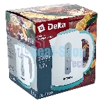 Чайник электрический DELTA DL-1106 белый с мятным 1.7 л, 2,2кВт