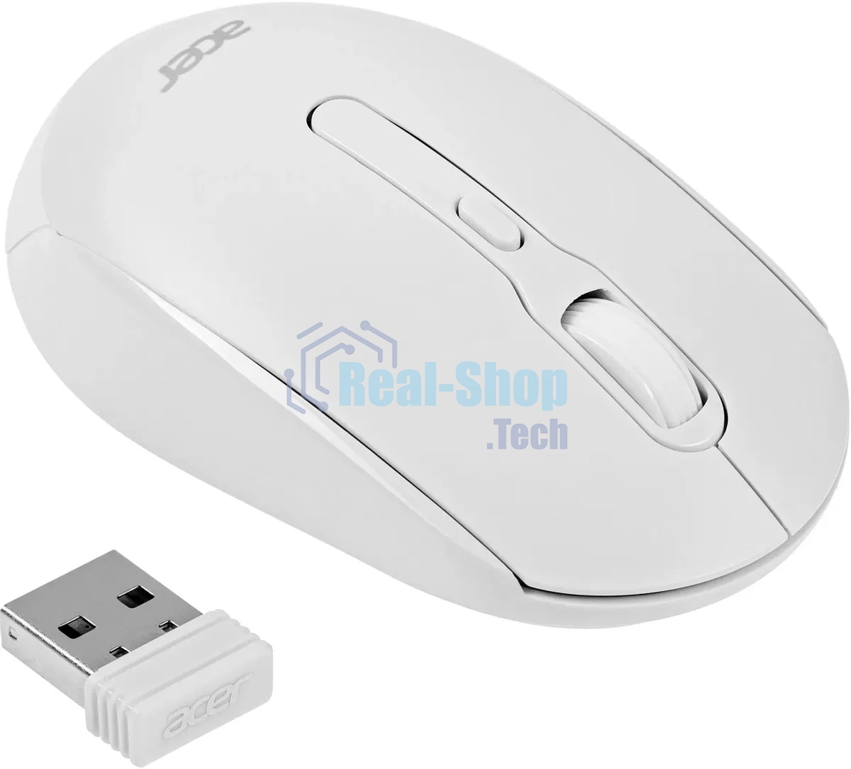 Мышь беспроводная Acer OMR308 белый, 1600 dpi, радиоканал, Bluetooth, USB, кнопки - 4