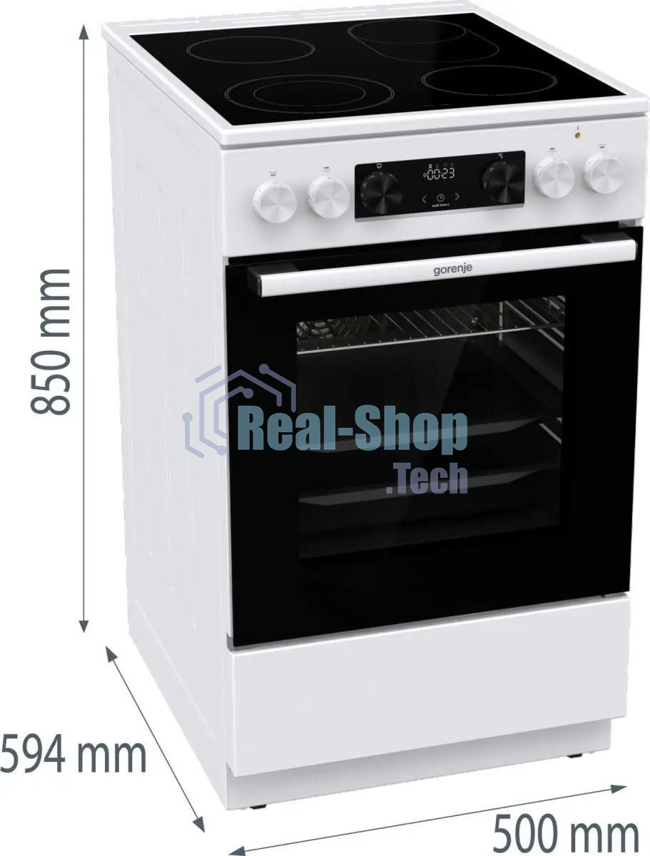 Плита электрическая Gorenje GECS5C70WA белый, конфорок 4 электрических, духовка 70 л, 50 см x 85 см x 59.4 см