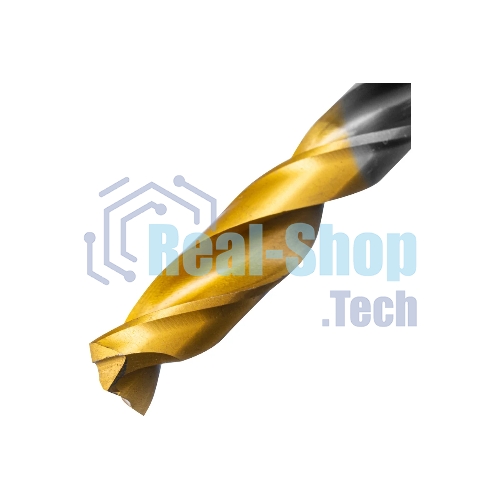 Сверло спиральное по металлу Denzel 9 x 125мм, Р6М5, Golden Tip, многогранная заточка