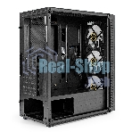 Компьютерный корпус Miditower ExeGate EVO-5001A-600NPX (ATX, БП 600NPX с вент. 12 см, 2хUSB+1хUSB 3.0+HD Audio, черный, 3 вент.12см с RGb подсветкой, боковая панель - закаленное стекло)