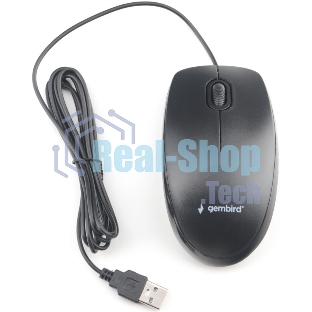 Мышь проводная Gembird MOP-200 черный, 1000 dpi, USB, кнопки - 3