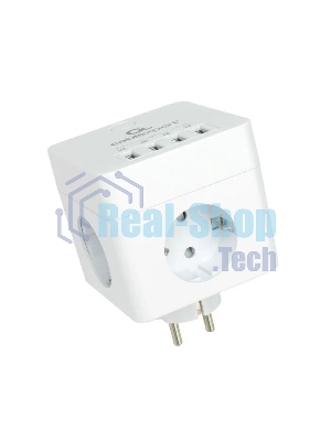 Сетевой фильтр Cablexpert Cube CUBE-4-U4-W, 4 р, 16А, 4хUSB, ур. защиты 2+, белый, коробка