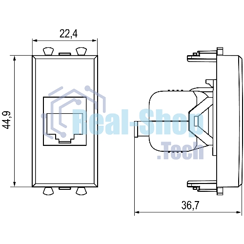 Розетка компьютерная DKC 4400661 1 модуль, Avanti 