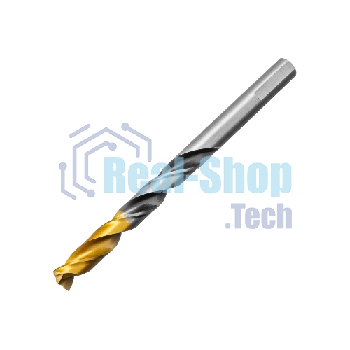 Сверло спиральное по металлу Denzel 9 x 125мм, Р6М5, Golden Tip, многогранная заточка