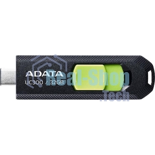 Флешка USB ADATA UC300 (ACHO-UC300-32G-RBK/GN), 32Gb, Type-C USB 3.2, R/W 100/30, черный/зеленый