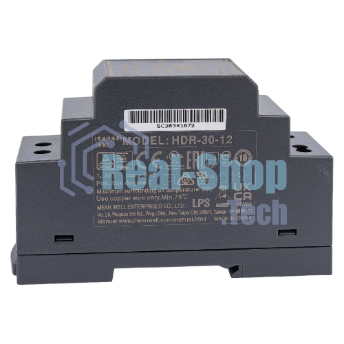Блок питания MeanWell HDR-30-12 12В, 2А, 24Вт