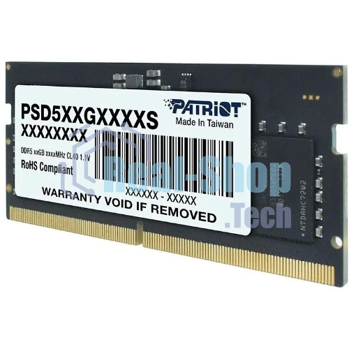 Оперативная память Patriot Signature, DDR5, 8GB (1x8 GB), 5600 MHz, CL46, SO-DIMM