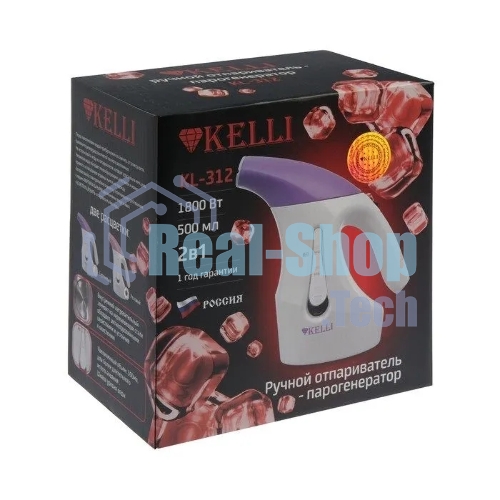 Отпариватель KELLI КL-312 сиреневый/белый, 1800 Вт, 20 г/мин, 500 мл