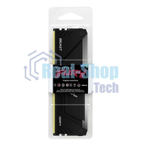 Оперативная память Kingston Fury Beast, DDR4, 16GB (1x16GB), 3600MHz, CL18, DIMM, с радиатором, RGB, черный