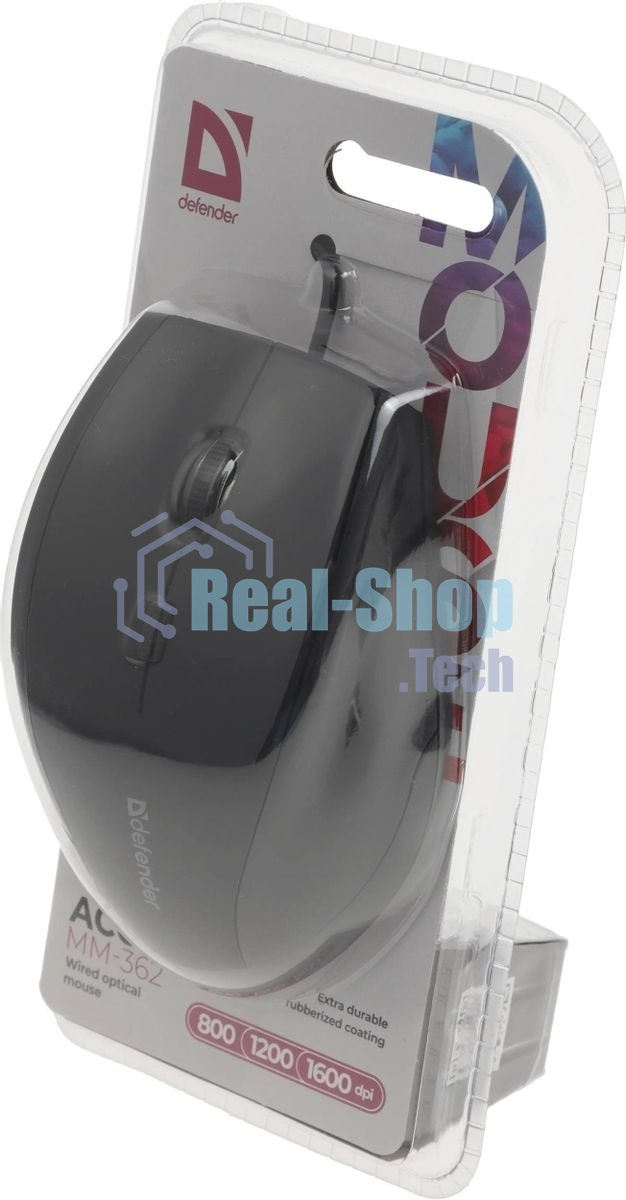 Мышь проводная Defender Accura MM-362 черный, 1600 dpi, USB, кнопки - 6