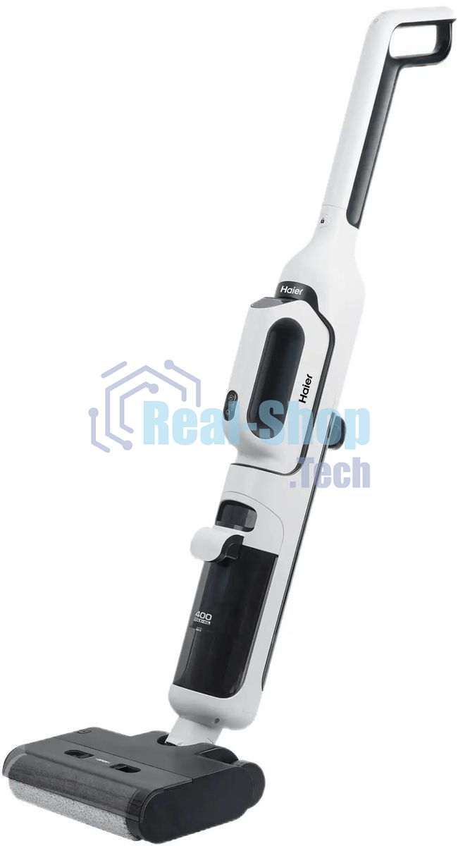 Пылесос вертикальный моющий Haier HWND Q1 белый/черный, питание от аккумулятора, 150 Вт, уборка сухая/влажная, пылесборник 0.4 л
